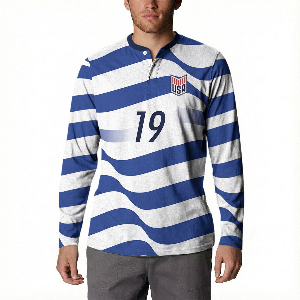 Custom World Football 2026 USA Button Sweatshirt Stars Stripes Football Supporter