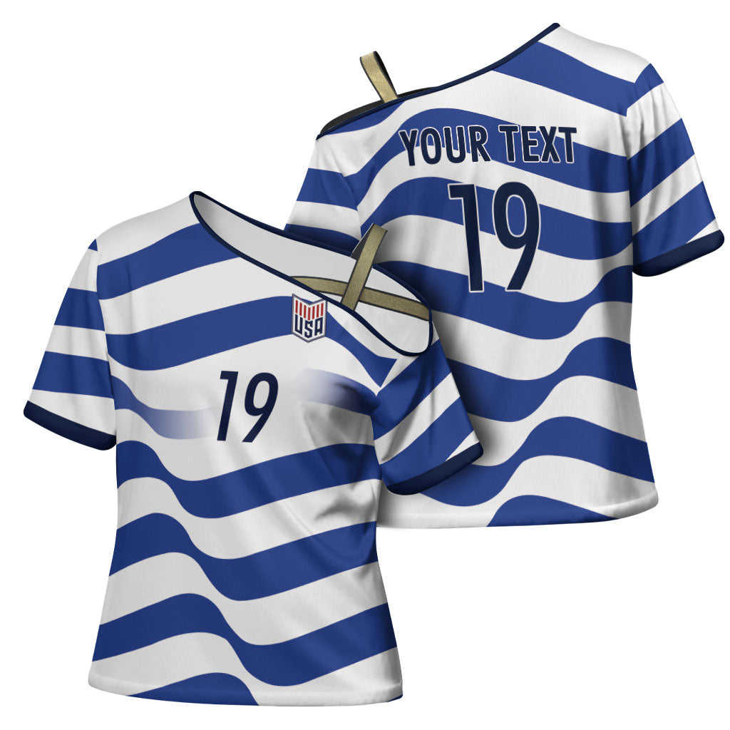 Custom World Football 2026 USA Cross Shoulder Shirt Stars Stripes Football Supporter