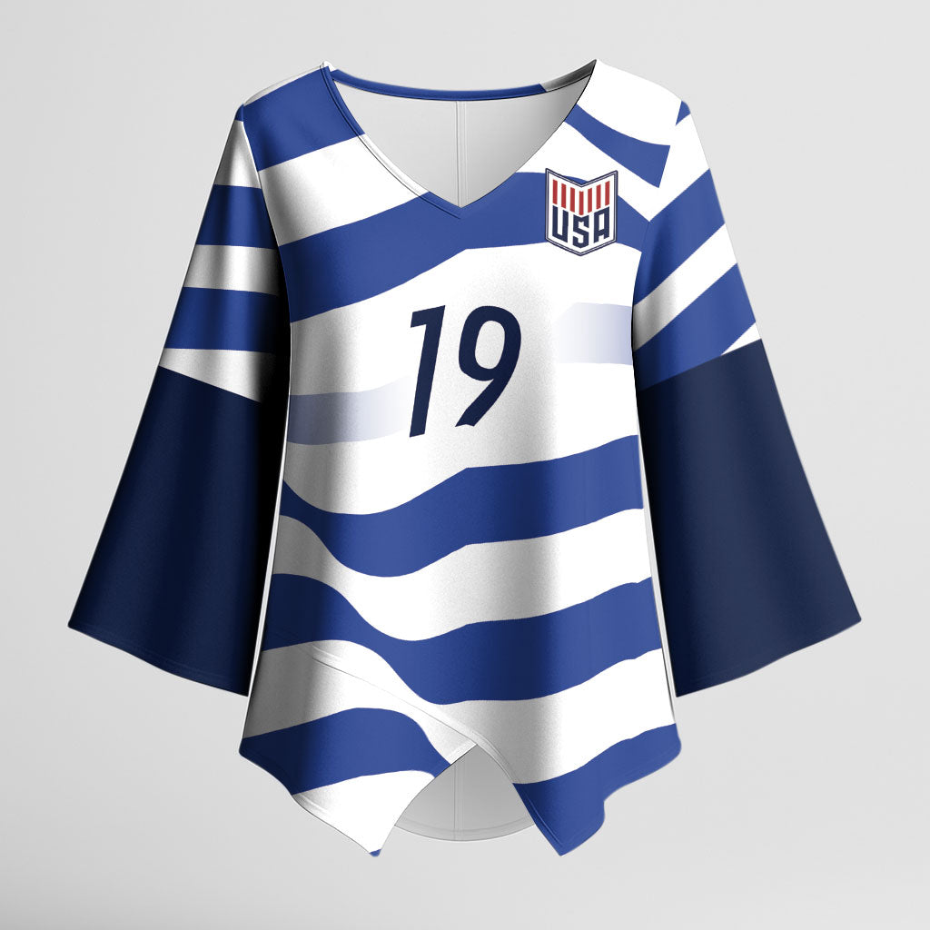 Custom World Football 2026 USA Kimono Sleeve Blouse Stars Stripes Football Supporter