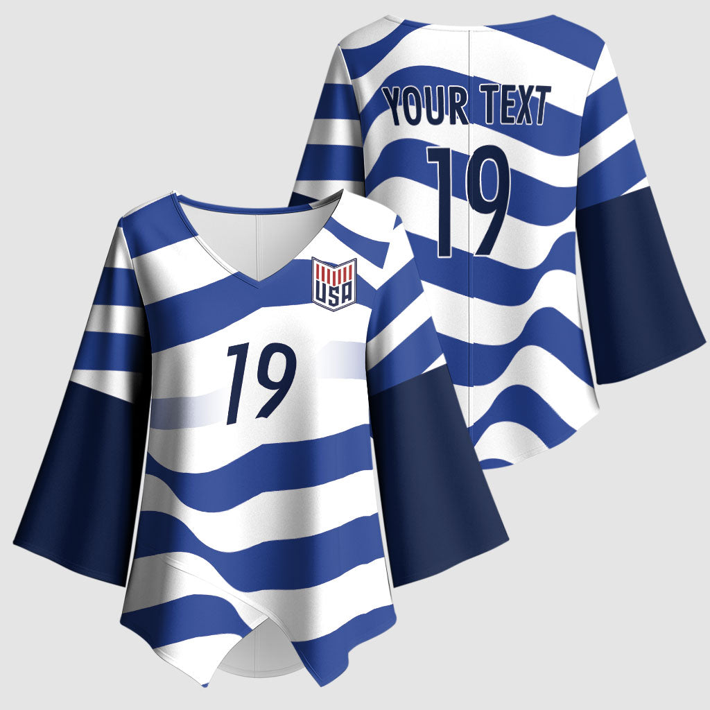 Custom World Football 2026 USA Kimono Sleeve Blouse Stars Stripes Football Supporter