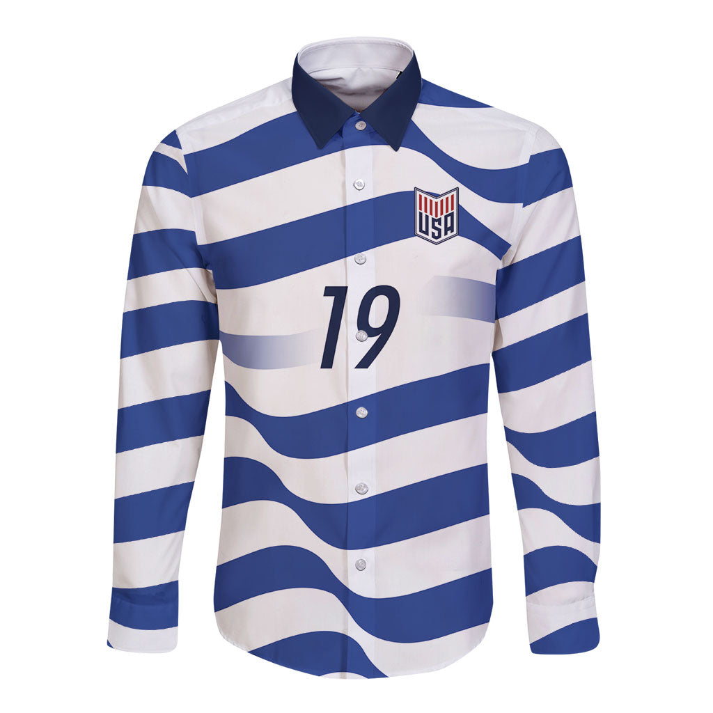 Custom World Football 2026 USA Long Sleeve Button Shirt Stars Stripes Football Supporter