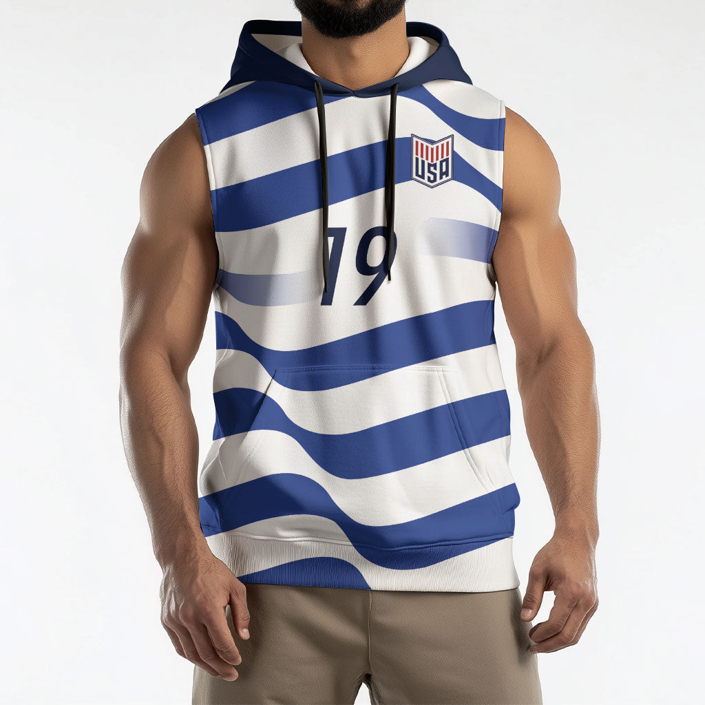 Custom World Football 2026 USA Sleeveless Hoodie Stars Stripes Football Supporter