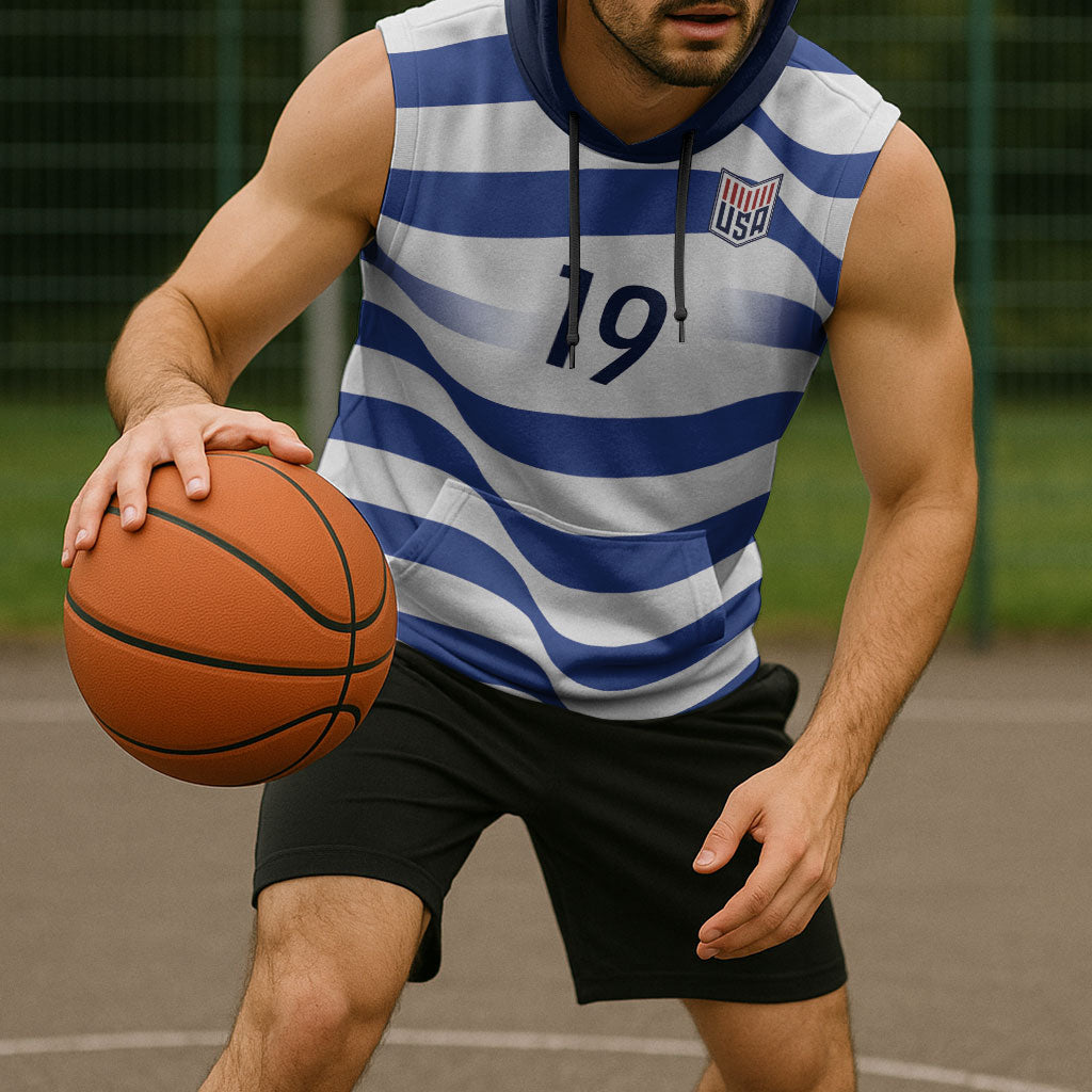 Custom World Football 2026 USA Sleeveless Hoodie Stars Stripes Football Supporter