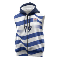 Custom World Football 2026 USA Sleeveless Zip Hoodie Stars Stripes Football Supporter