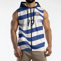 Custom World Football 2026 USA Sleeveless Zip Hoodie Stars Stripes Football Supporter