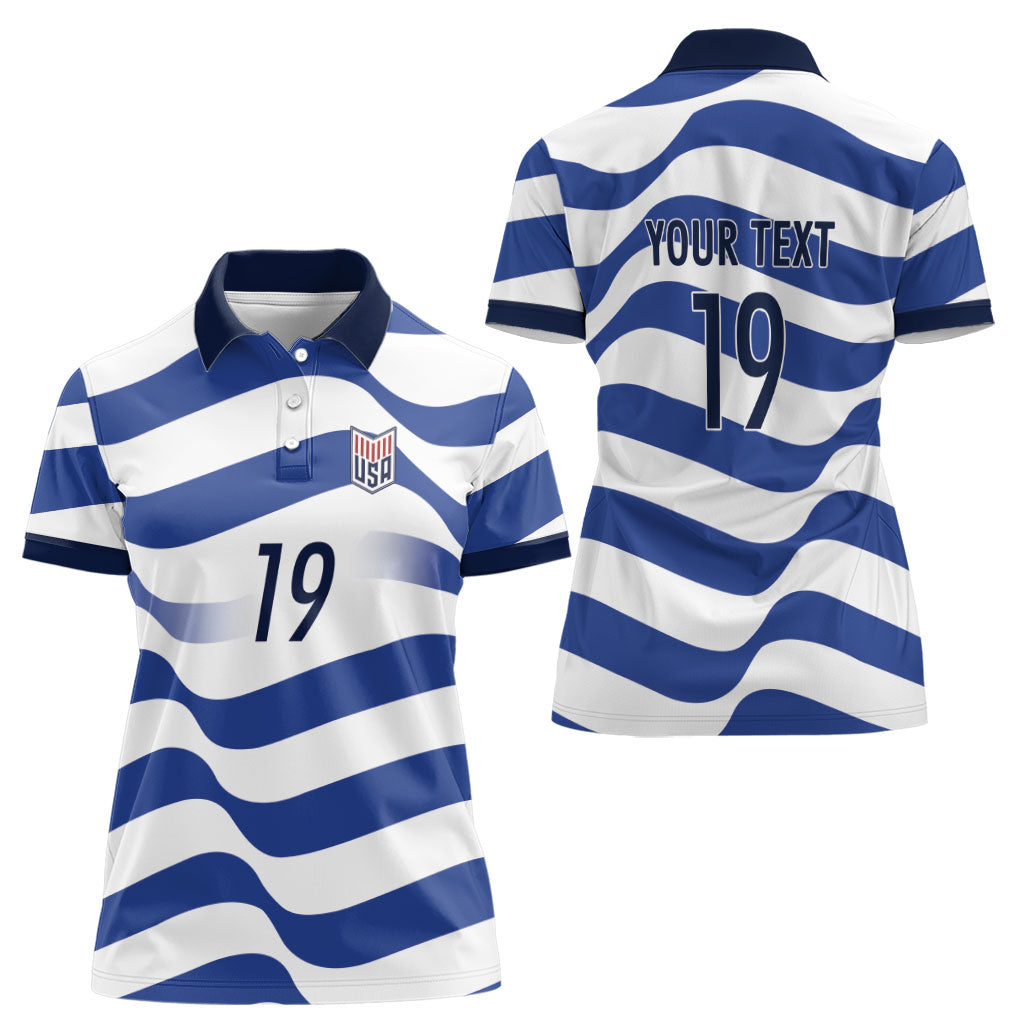 Custom World Football 2026 USA Women Polo Shirt Stars Stripes Football Supporter