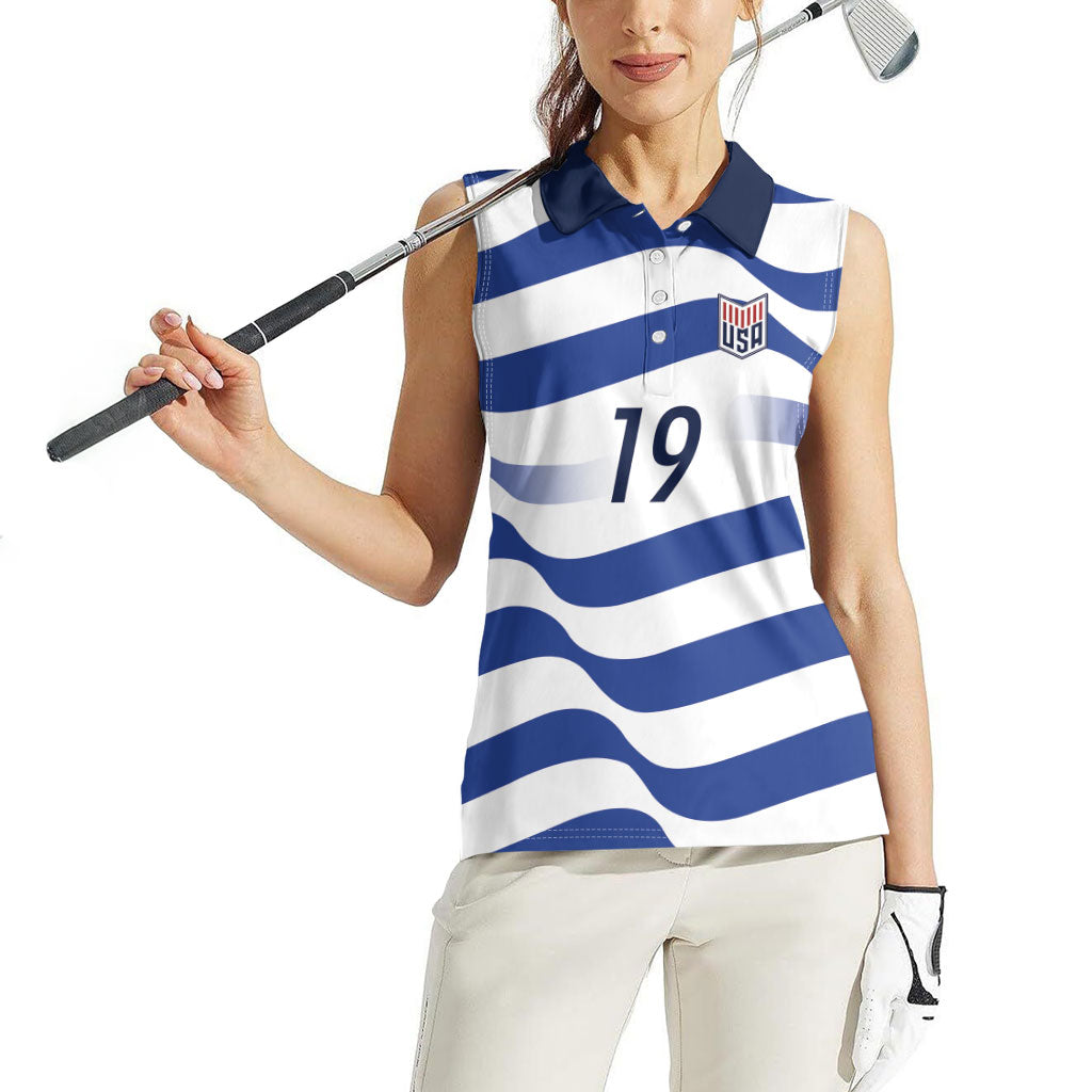 Custom World Football 2026 USA Women Sleeveless Polo Shirt Stars Stripes Football Supporter