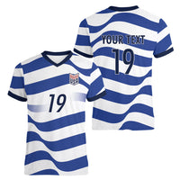 Custom World Football 2026 USA Women V-Neck T-Shirt Stars Stripes Football Supporter