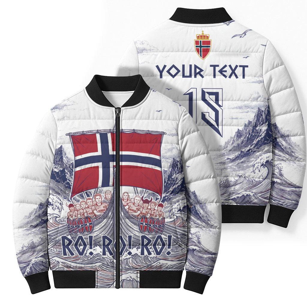 Custom Norway Football Bomber Puffer Jacket Ro Ro Ro Viking Glory