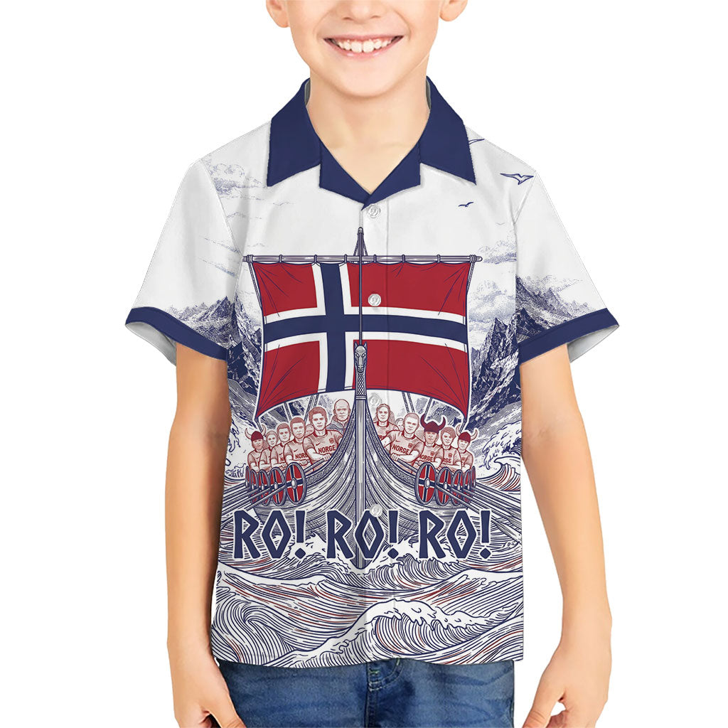 Custom Norway Football Kid Hawaiian Shirt Ro Ro Ro Viking Glory