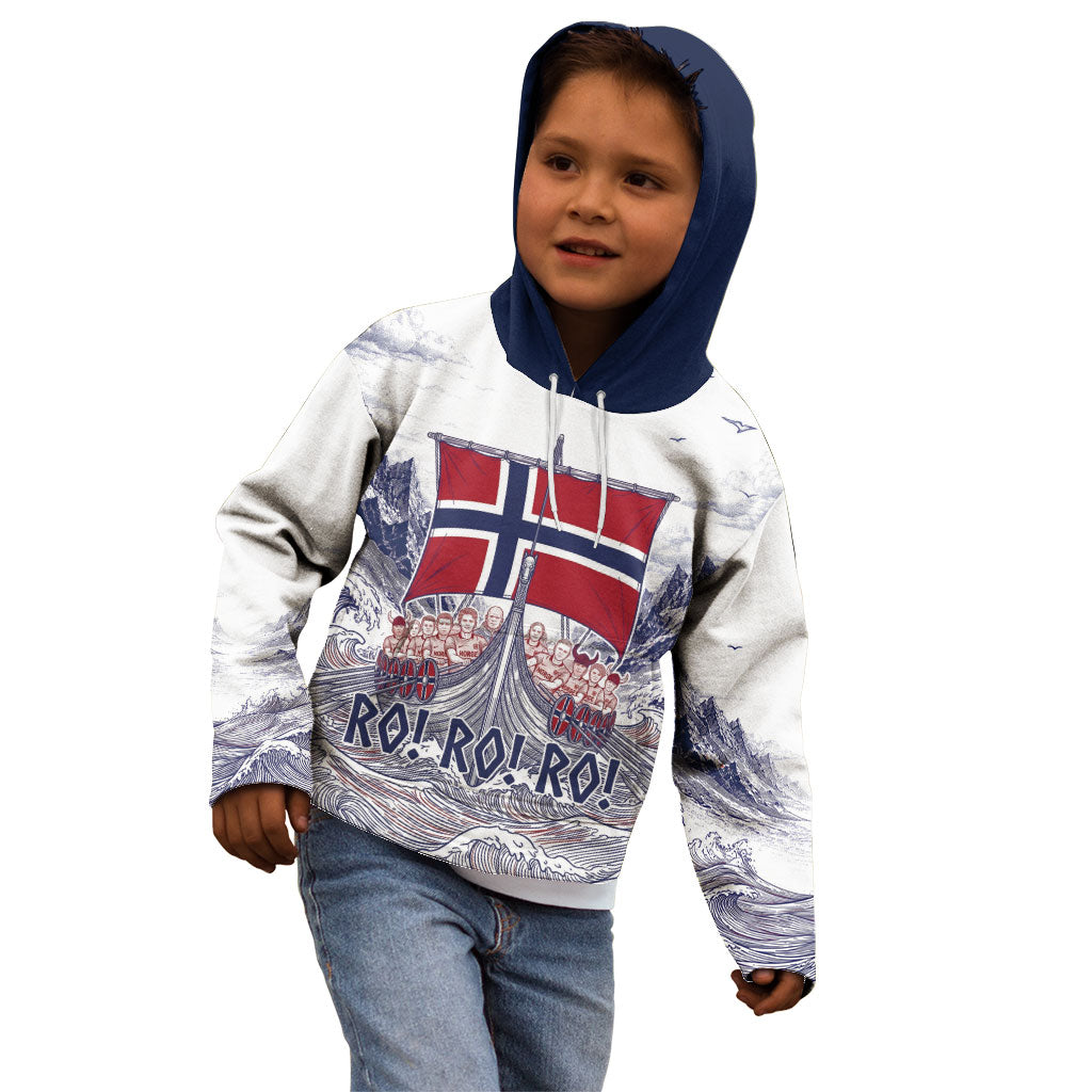 Custom Norway Football Kid Hoodie Ro Ro Ro Viking Glory