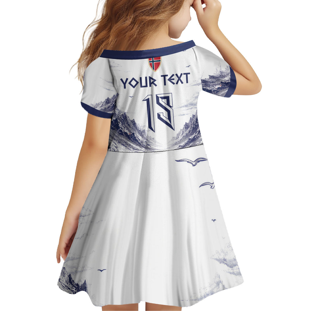 Custom Norway Football Kid Short Sleeve Dress Ro Ro Ro Viking Glory