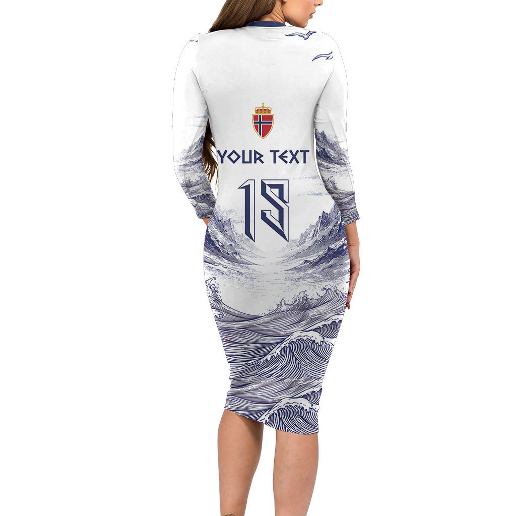 Custom Norway Football Long Sleeve Bodycon Dress Ro Ro Ro Viking Glory
