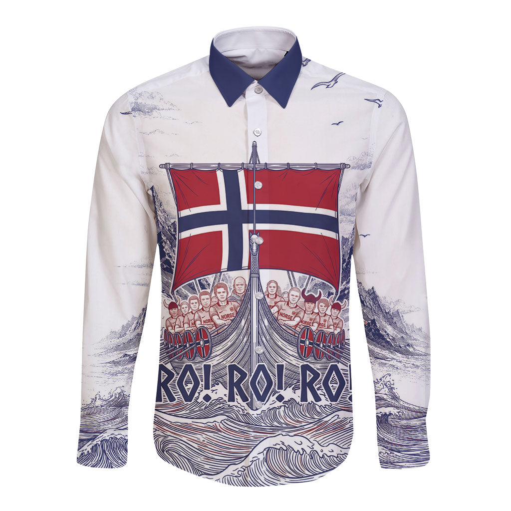 Custom Norway Football Long Sleeve Button Shirt Ro Ro Ro Viking Glory