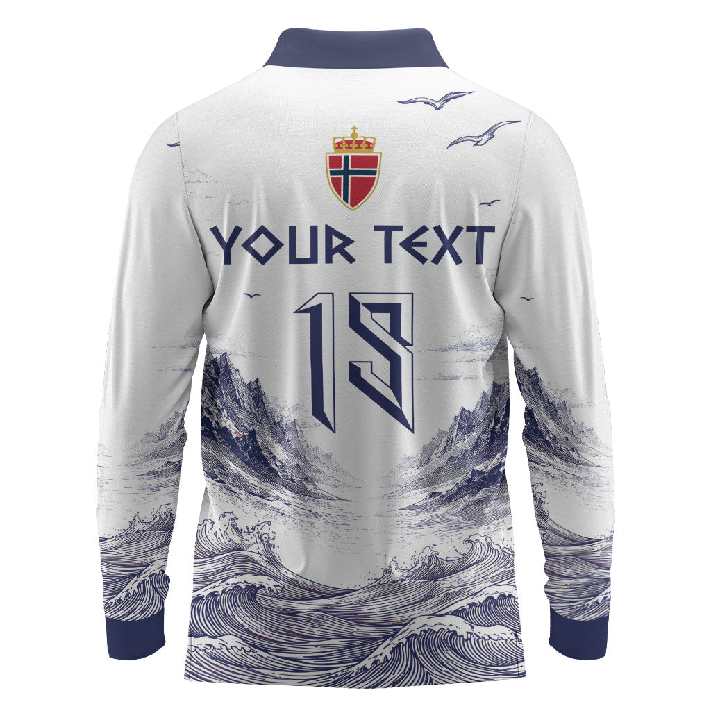 Custom Norway Football Long Sleeve Polo Shirt Ro Ro Ro Viking Glory