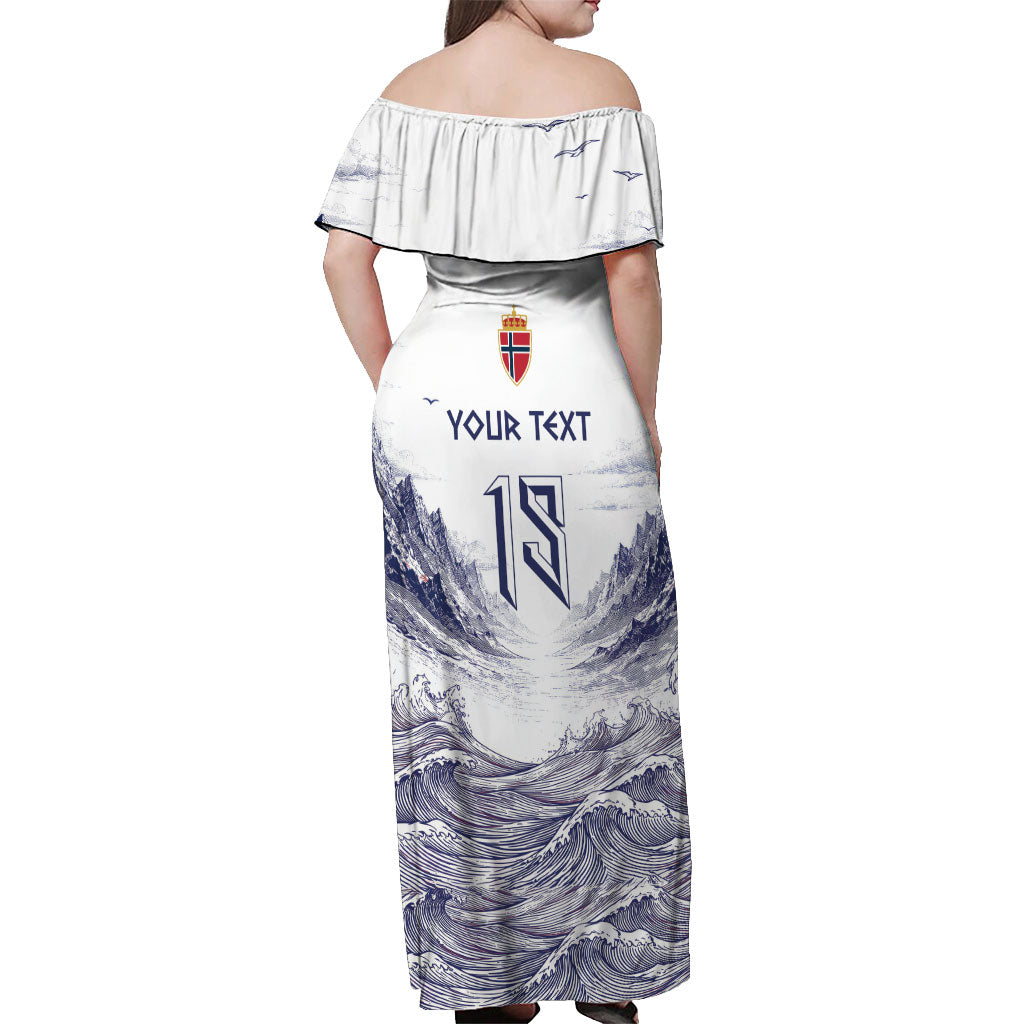 Custom Norway Football Off Shoulder Maxi Dress Ro Ro Ro Viking Glory