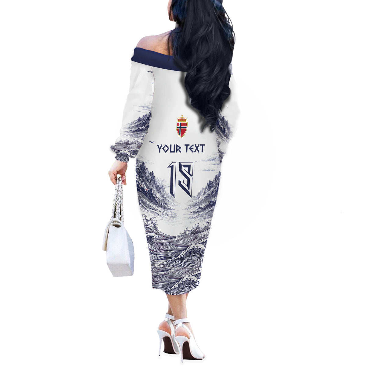 Custom Norway Football Off The Shoulder Long Sleeve Dress Ro Ro Ro Viking Glory