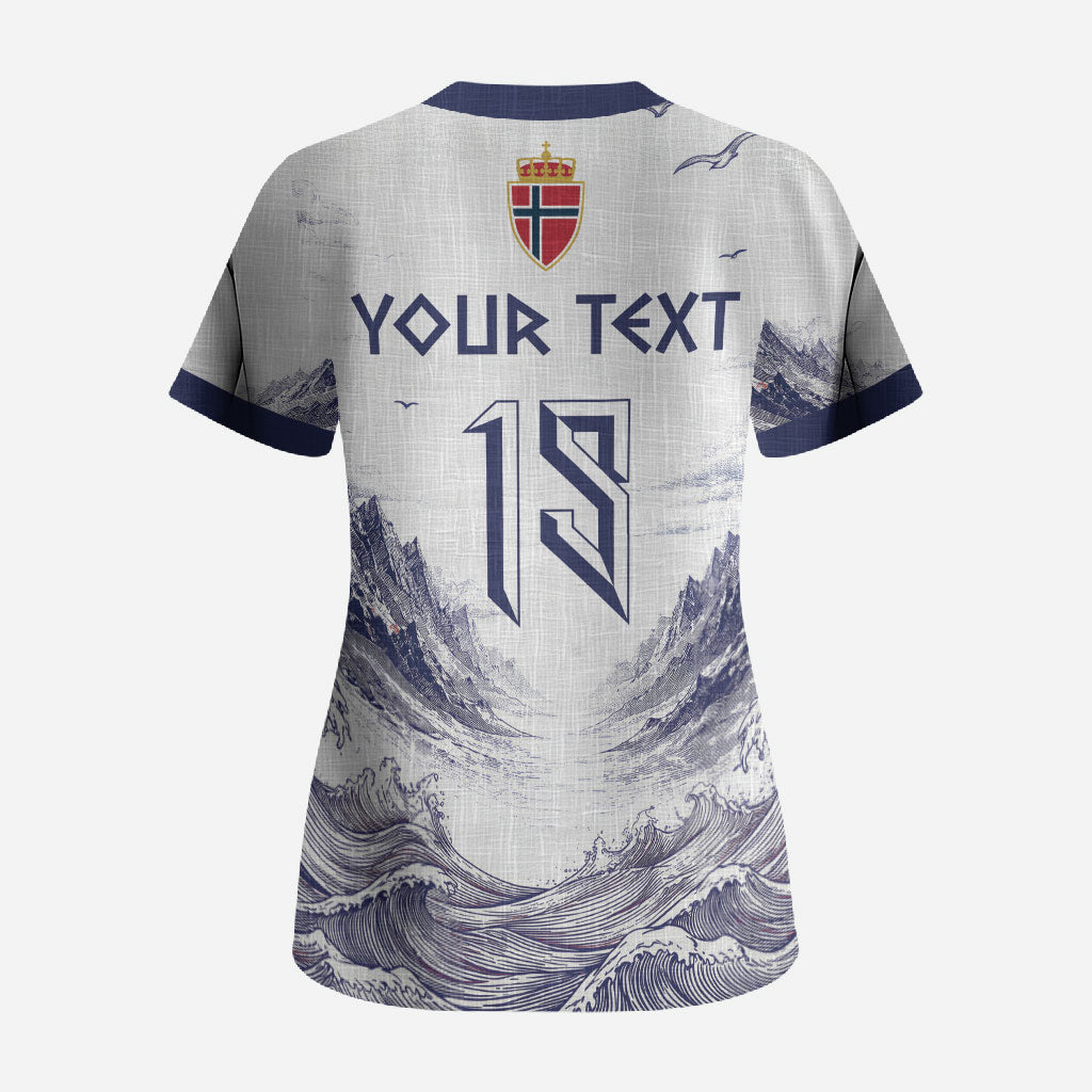 Custom Norway Football Scrub Top Ro Ro Ro Viking Glory