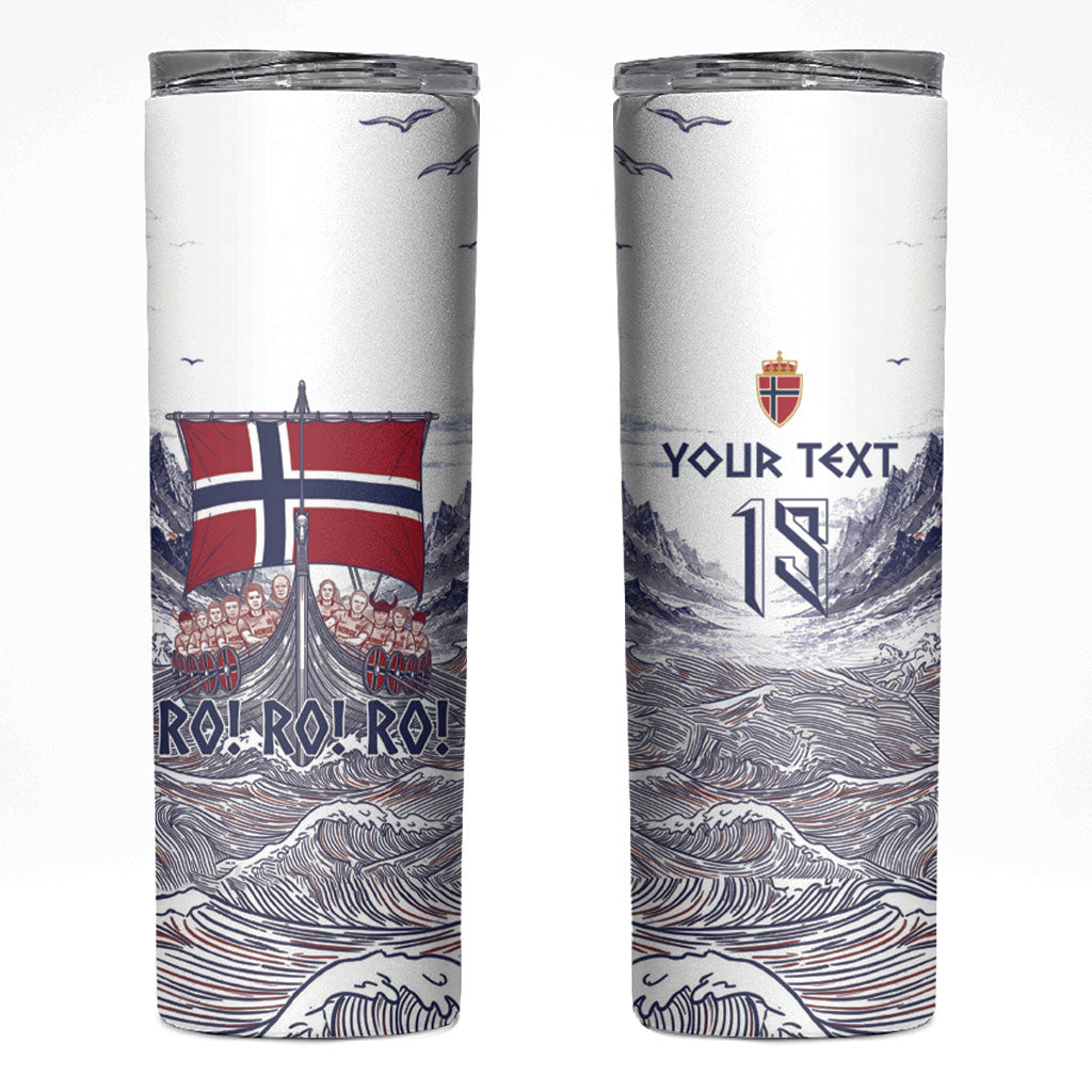 Custom Norway Football Skinny Tumbler Ro Ro Ro Viking Glory