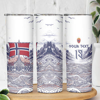 Custom Norway Football Skinny Tumbler Ro Ro Ro Viking Glory