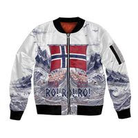 Custom Norway Football Sleeve Zip Bomber Jacket Ro Ro Ro Viking Glory