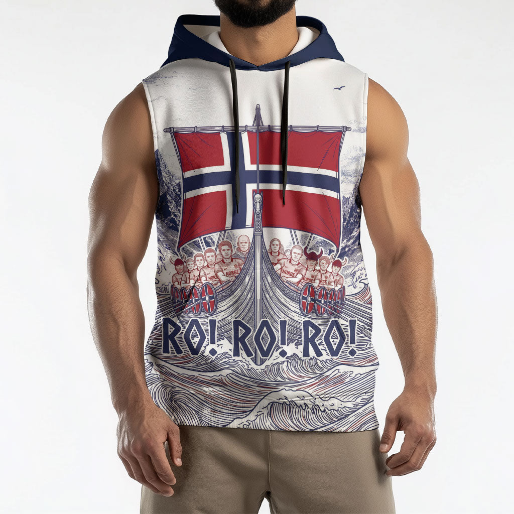 Custom Norway Football Sleeveless Hoodie Ro Ro Ro Viking Glory