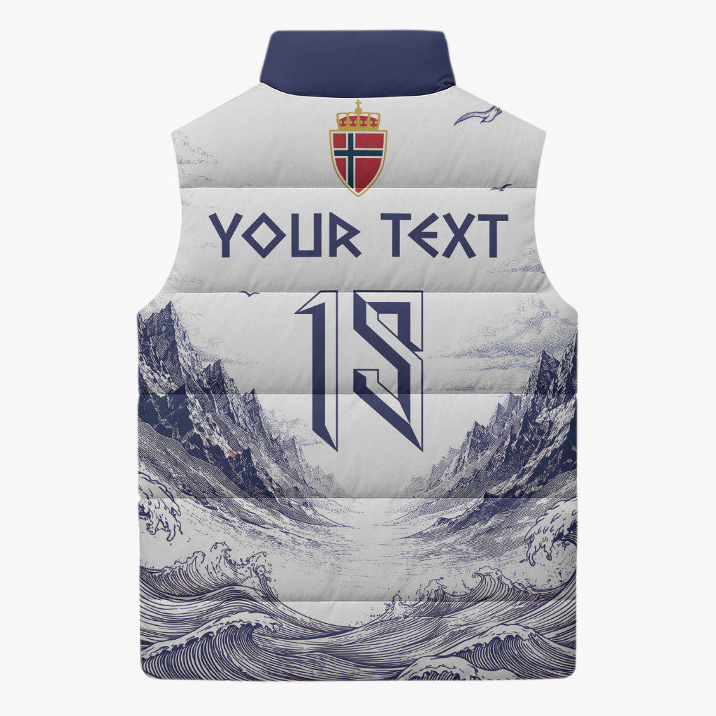 Custom Norway Football Sleeveless Puffer Jacket Ro Ro Ro Viking Glory