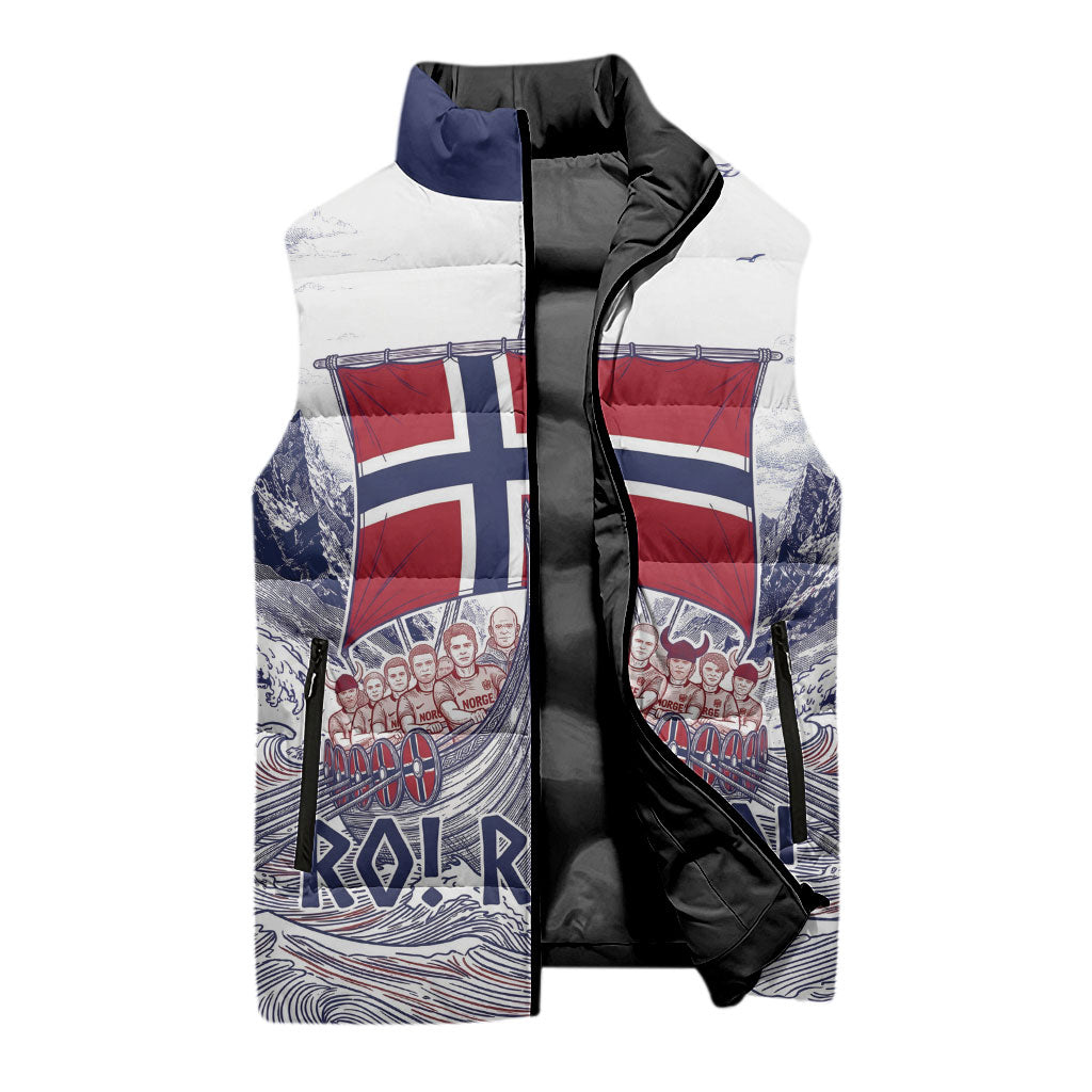 Custom Norway Football Sleeveless Puffer Jacket Ro Ro Ro Viking Glory