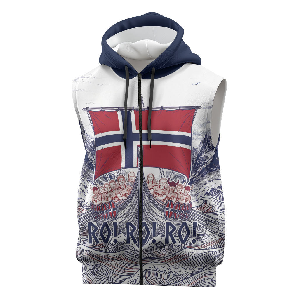 Custom Norway Football Sleeveless Zip Hoodie Ro Ro Ro Viking Glory
