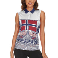 Custom Norway Football Women Sleeveless Polo Shirt Ro Ro Ro Viking Glory