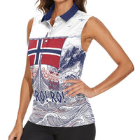 Custom Norway Football Women Sleeveless Polo Shirt Ro Ro Ro Viking Glory