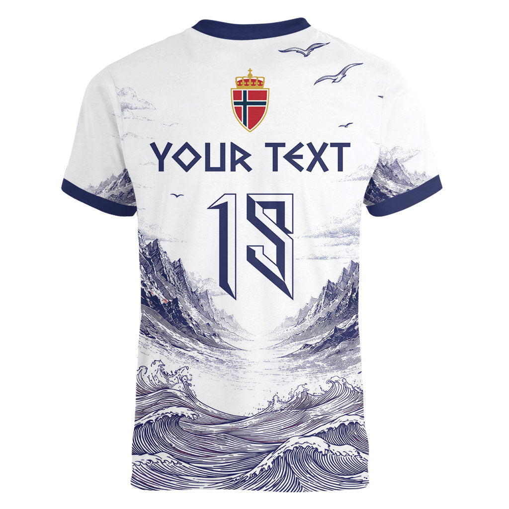 Custom Norway Football Women V-Neck T-Shirt Ro Ro Ro Viking Glory