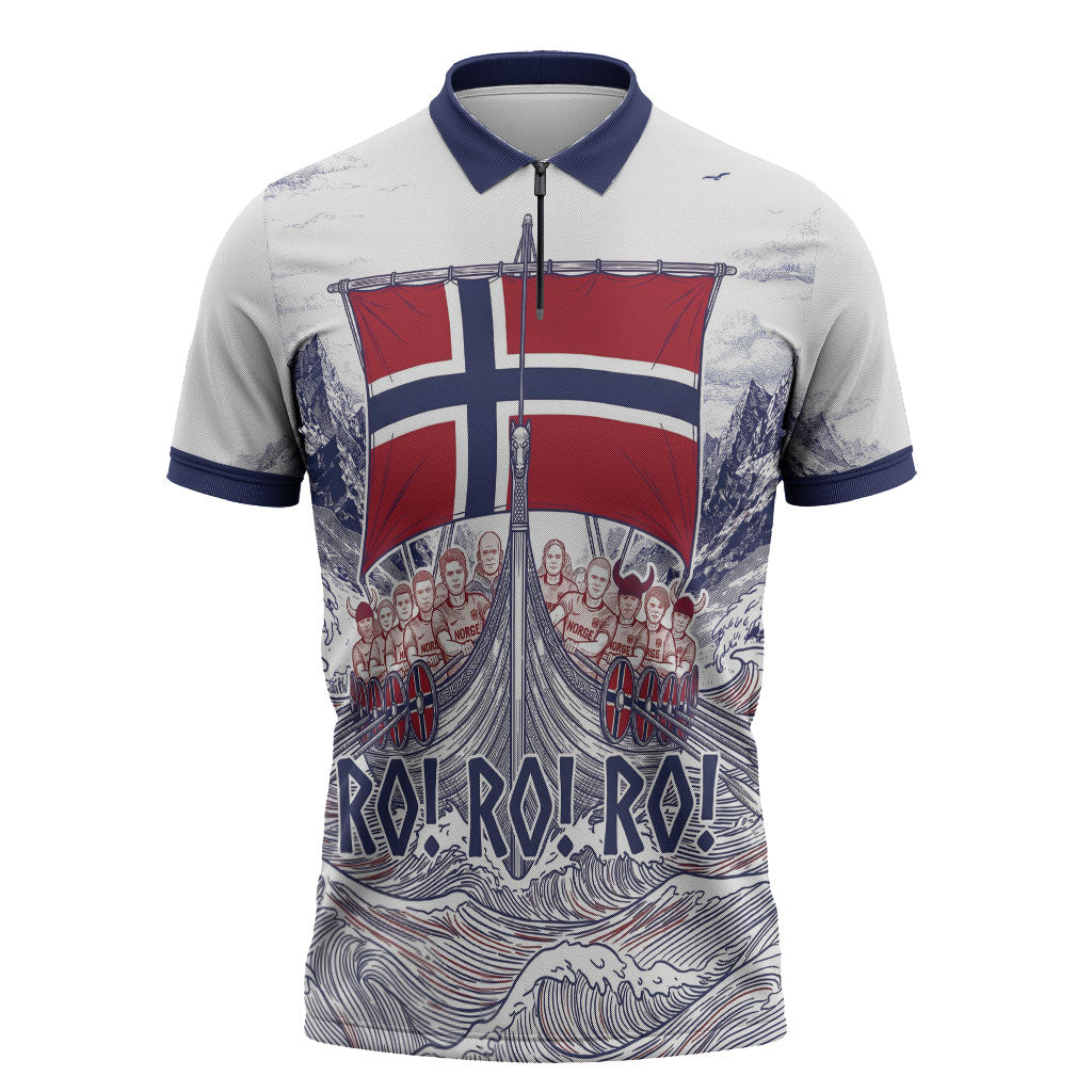 Custom Norway Football Zipper Polo Shirt Ro Ro Ro Viking Glory