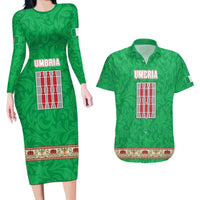 Personalized Italy Umbria Couples Matching Long Sleeve Bodycon Dress and Hawaiian Shirt Flag Style LT19