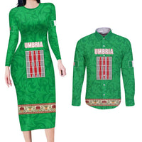 Personalized Italy Umbria Couples Matching Long Sleeve Bodycon Dress and Long Sleeve Button Shirt Flag Style LT19