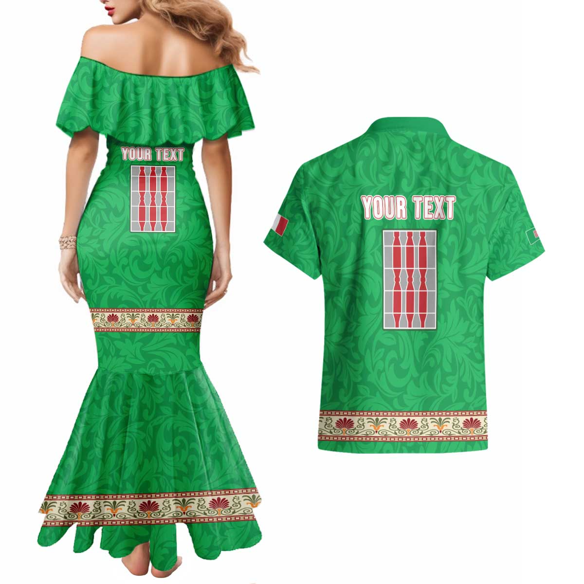 Personalized Italy Umbria Couples Matching Mermaid Dress and Hawaiian Shirt Flag Style LT19