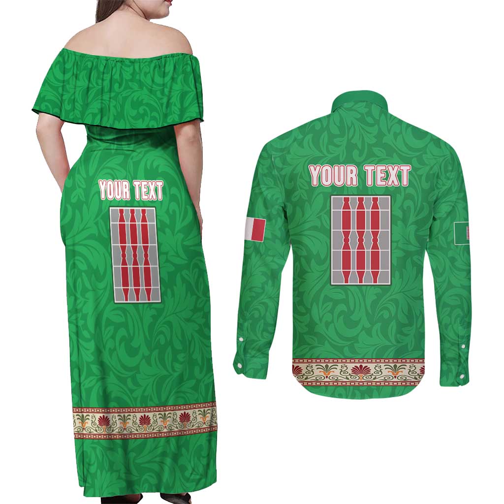 Personalized Italy Umbria Couples Matching Off Shoulder Maxi Dress and Long Sleeve Button Shirt Flag Style LT19