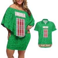 Personalized Italy Umbria Couples Matching Off Shoulder Short Dress and Hawaiian Shirt Flag Style LT19