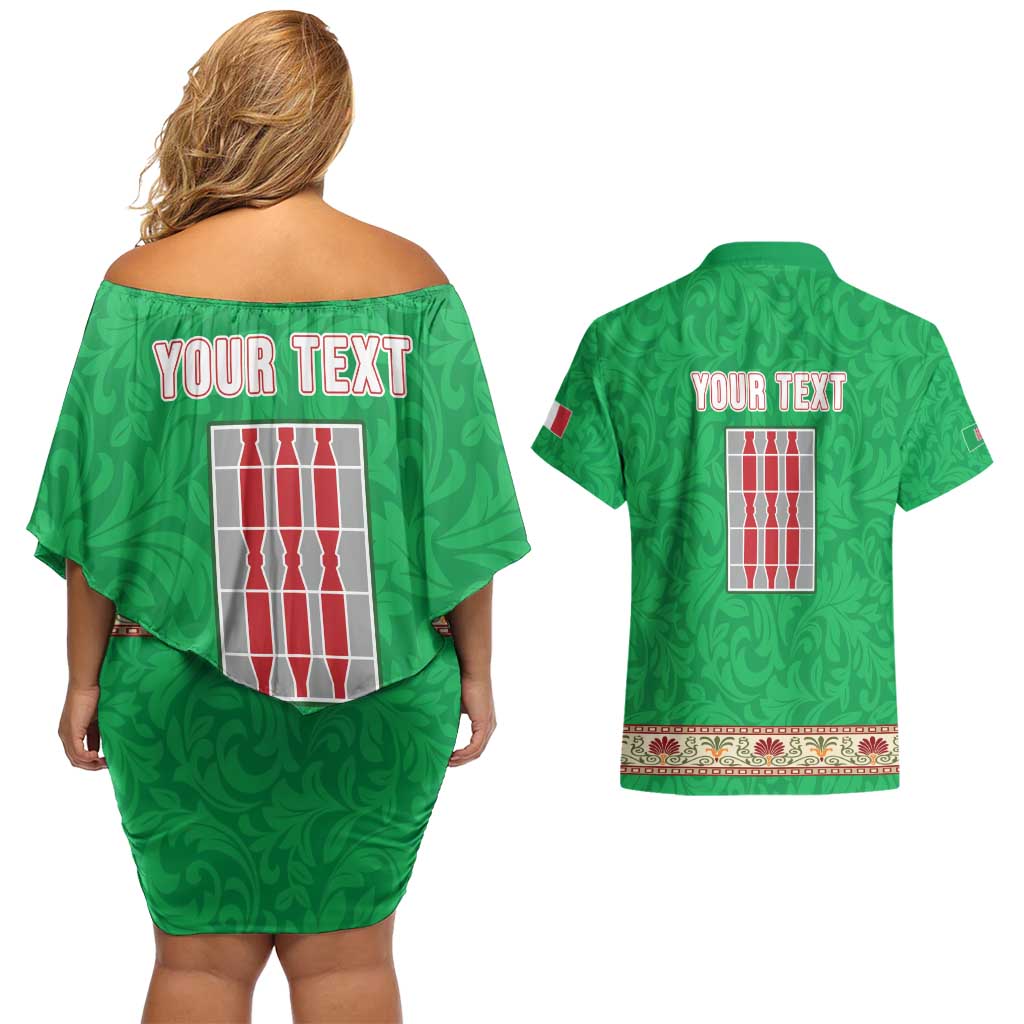Personalized Italy Umbria Couples Matching Off Shoulder Short Dress and Hawaiian Shirt Flag Style LT19
