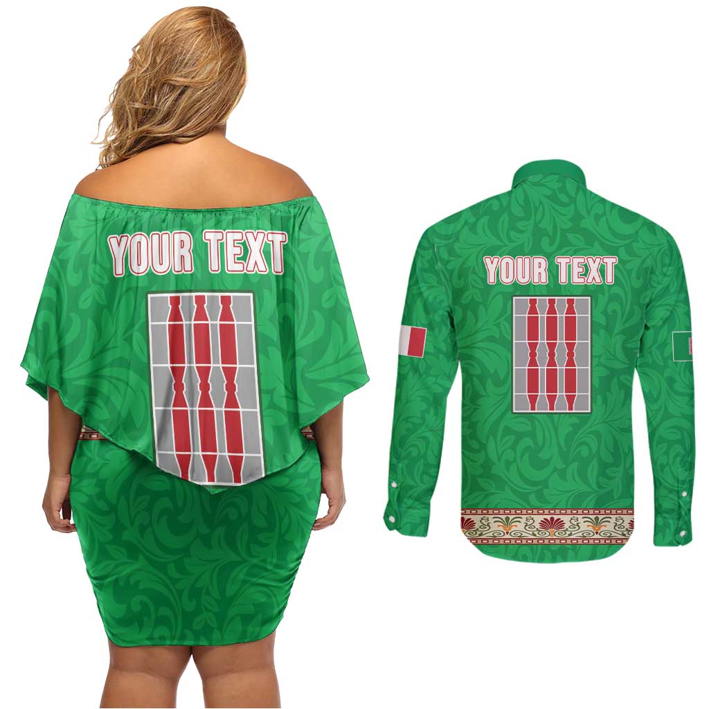 Personalized Italy Umbria Couples Matching Off Shoulder Short Dress and Long Sleeve Button Shirt Flag Style LT19