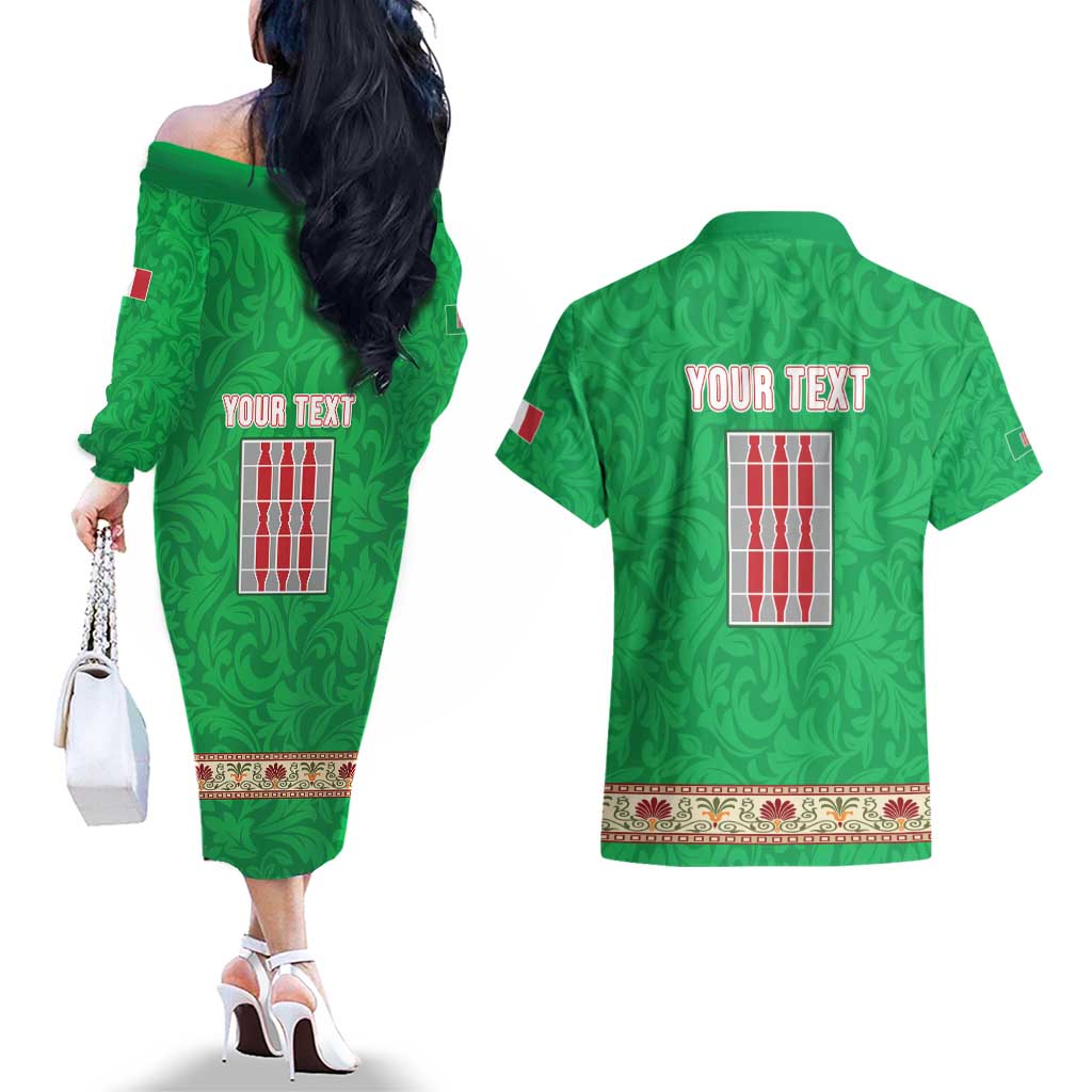 Personalized Italy Umbria Couples Matching Off The Shoulder Long Sleeve Dress and Hawaiian Shirt Flag Style LT19