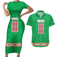 Personalized Italy Umbria Couples Matching Short Sleeve Bodycon Dress and Hawaiian Shirt Flag Style LT19