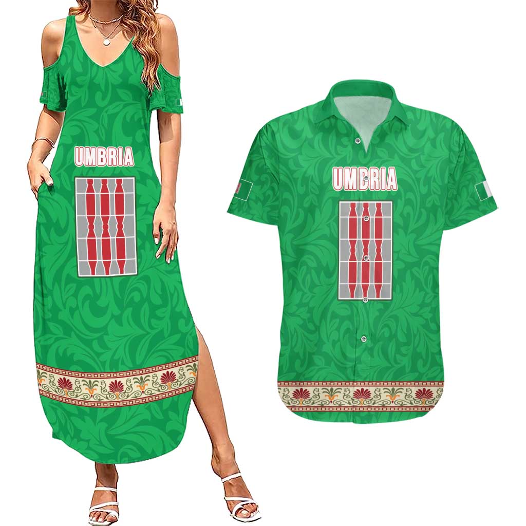 Personalized Italy Umbria Couples Matching Summer Maxi Dress and Hawaiian Shirt Flag Style LT19