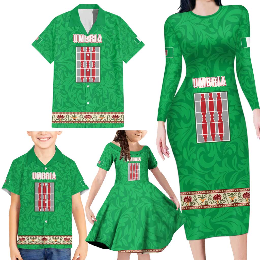 Personalized Italy Umbria Family Matching Long Sleeve Bodycon Dress and Hawaiian Shirt Flag Style LT19