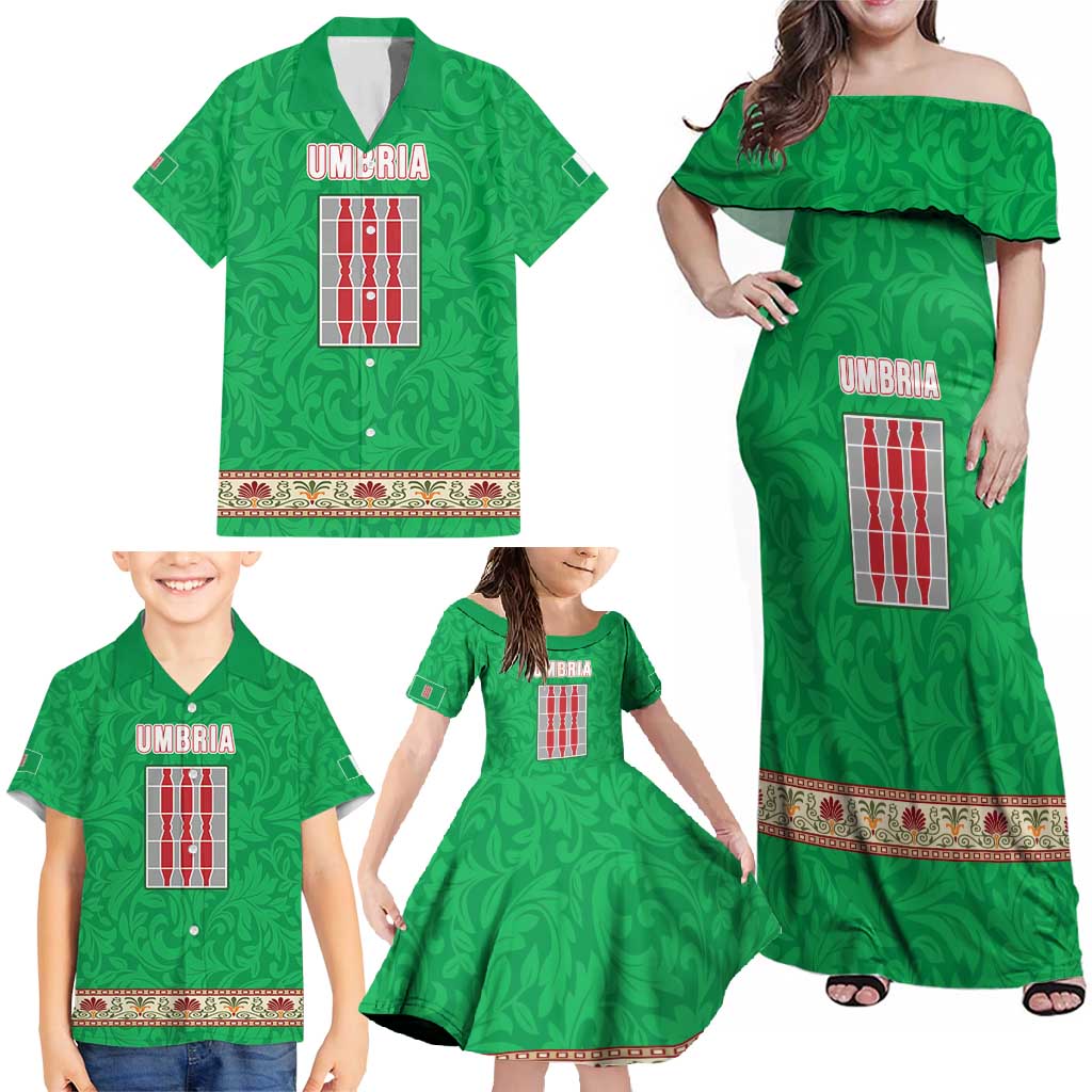 Personalized Italy Umbria Family Matching Off Shoulder Maxi Dress and Hawaiian Shirt Flag Style LT19