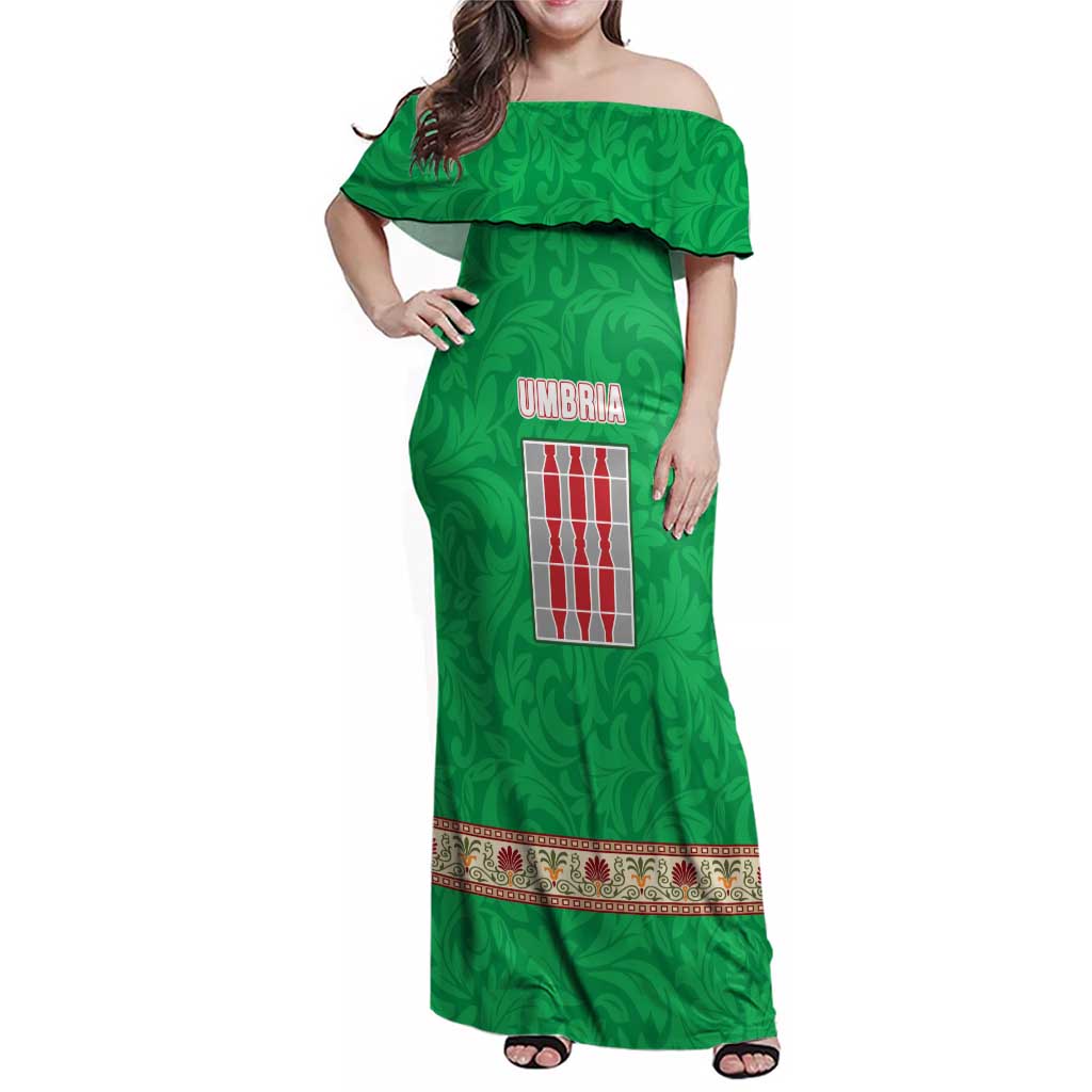 Personalized Italy Umbria Family Matching Off Shoulder Maxi Dress and Hawaiian Shirt Flag Style LT19