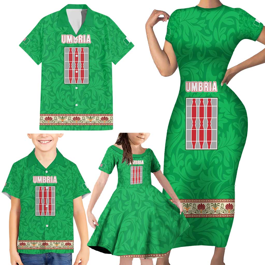 Personalized Italy Umbria Family Matching Short Sleeve Bodycon Dress and Hawaiian Shirt Flag Style LT19