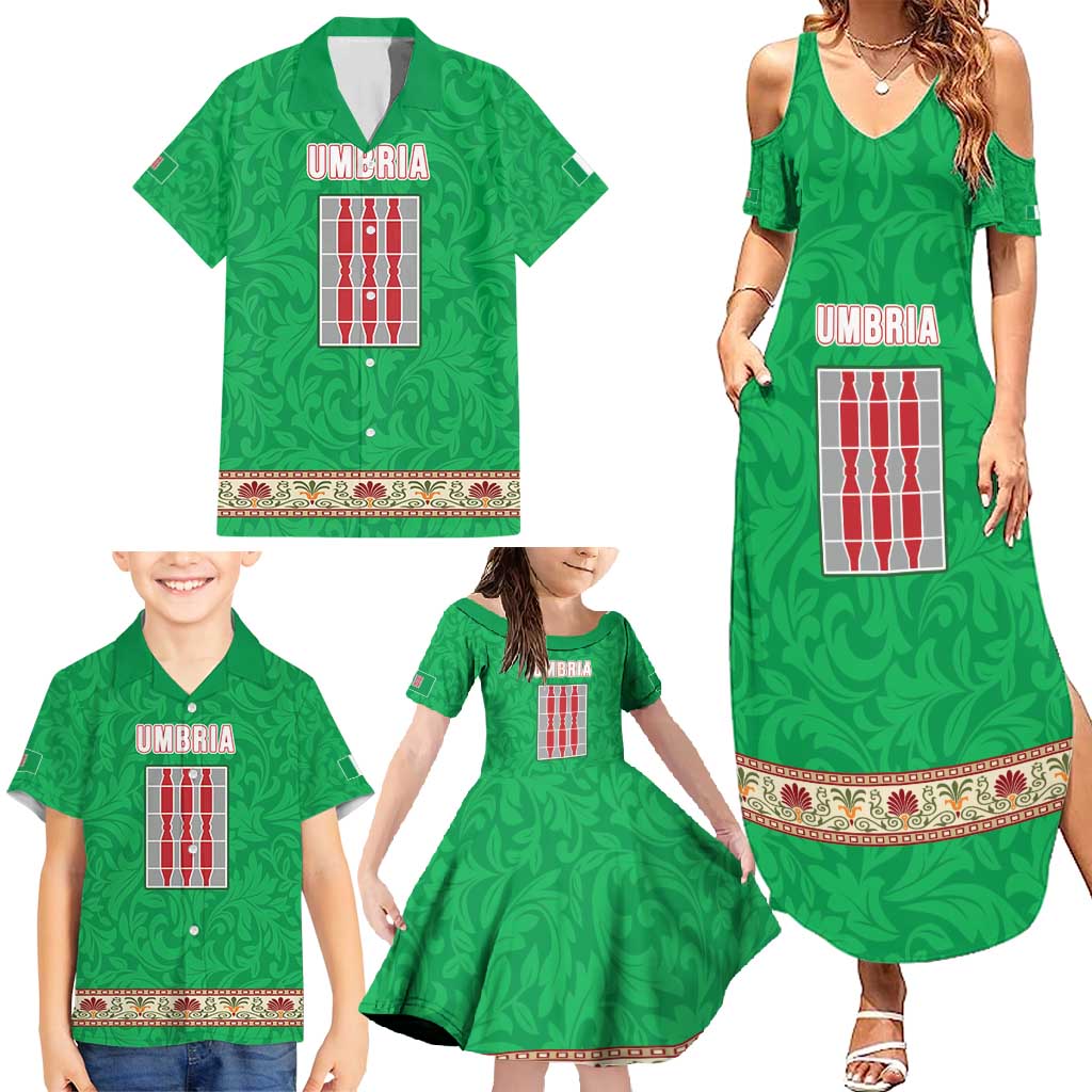 Personalized Italy Umbria Family Matching Summer Maxi Dress and Hawaiian Shirt Flag Style LT19