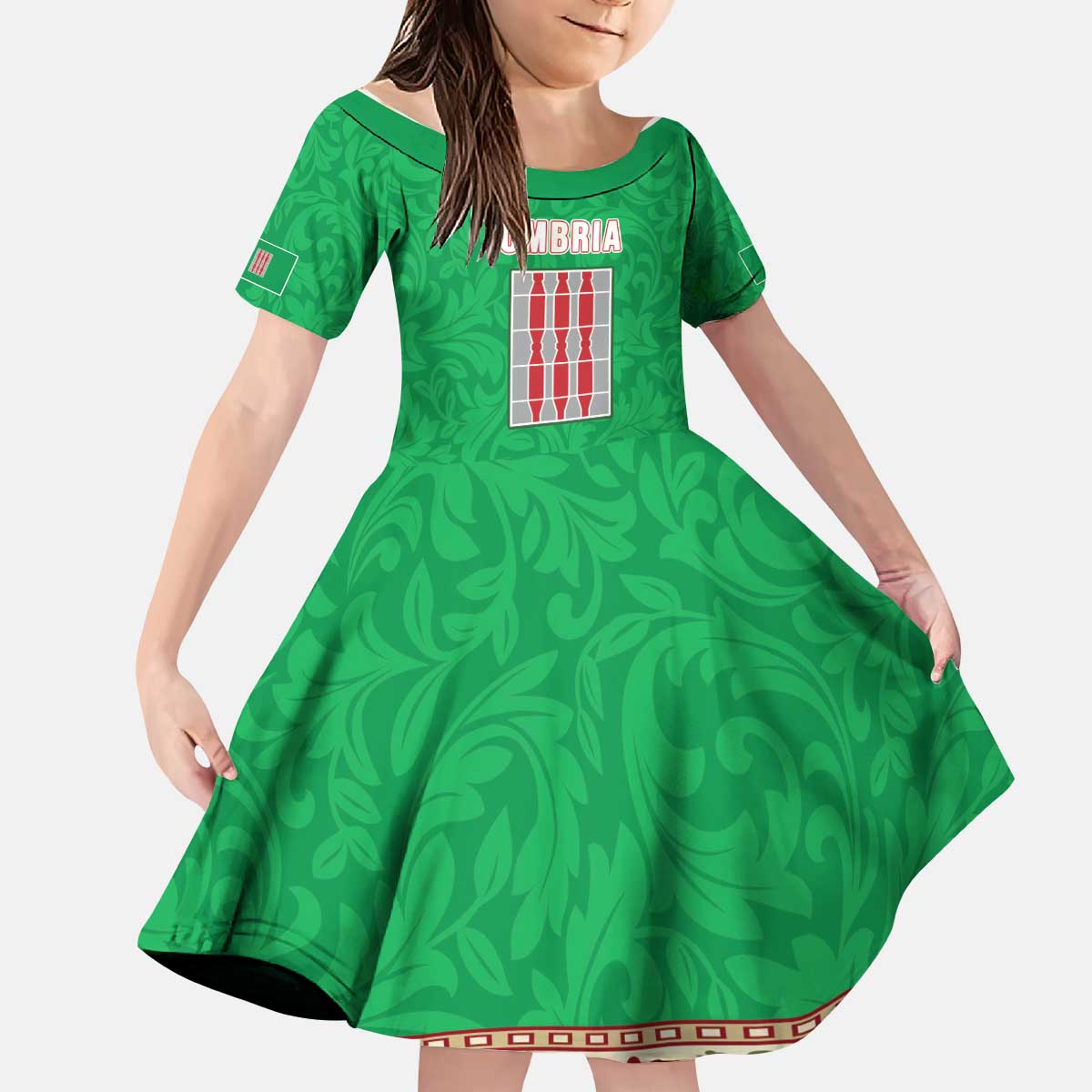 Personalized Italy Umbria Kid Short Sleeve Dress Flag Style LT19