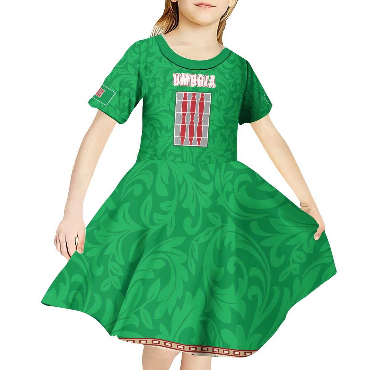 Personalized Italy Umbria Kid Short Sleeve Dress Flag Style LT19